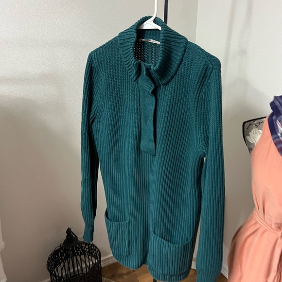 Teal Ribbed Cardigan Sweater - Picture 2 of 5